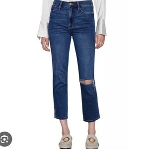 FRAME Le Sylvie Crop Distressed Denim Jeans